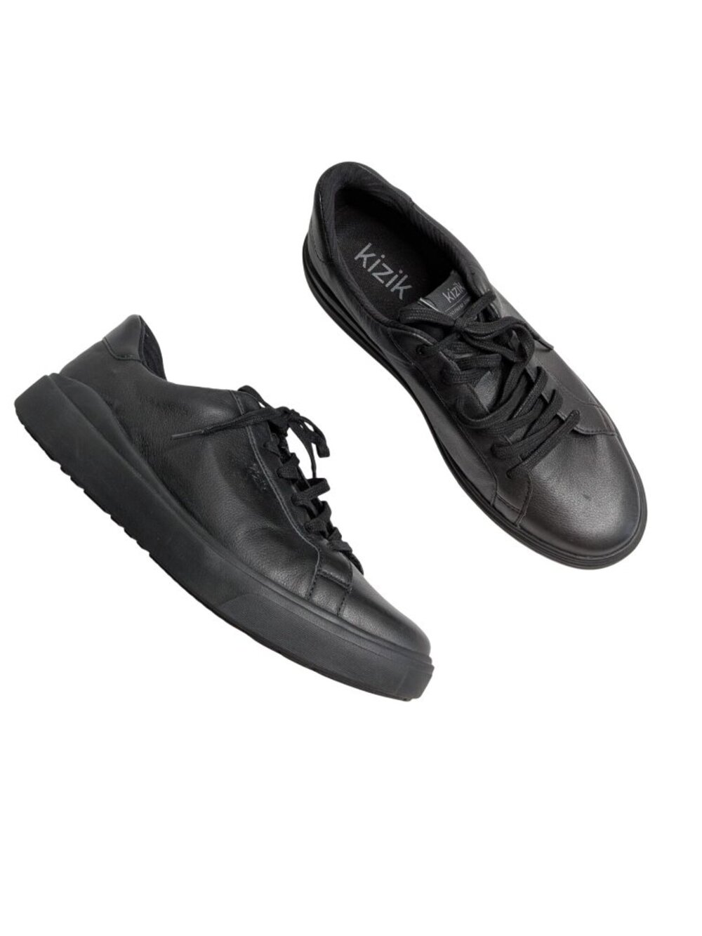 Kizik Mens Vegas 2 Leather Sneakers Size 10 Blackout Hands-Free Design
